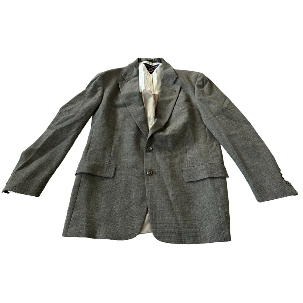 Tommy Hilfilger Mens Blazer Jacket Gray Notch Lapel Single Breasted‎ Long Sleeve